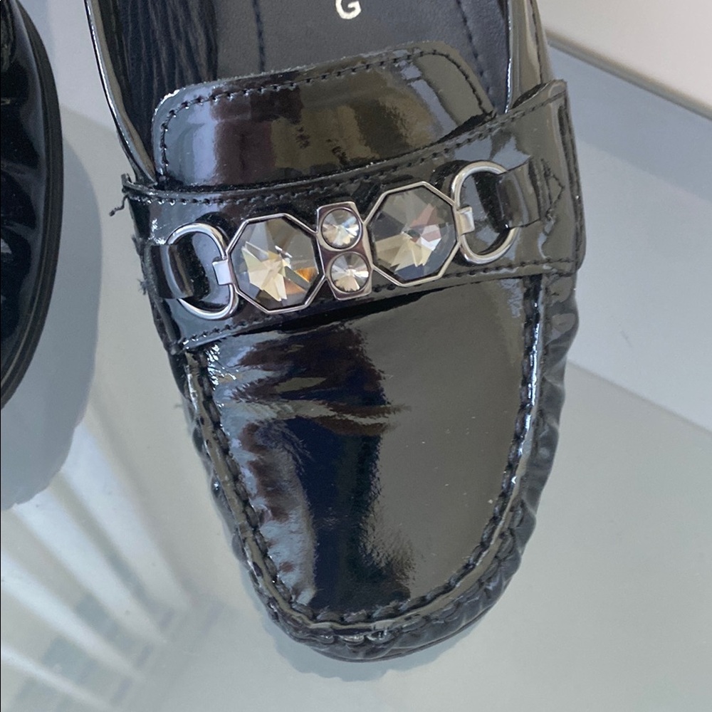 Ara Black Patent Leather Loafers with Silver Embellishments - Picture 3 of 6